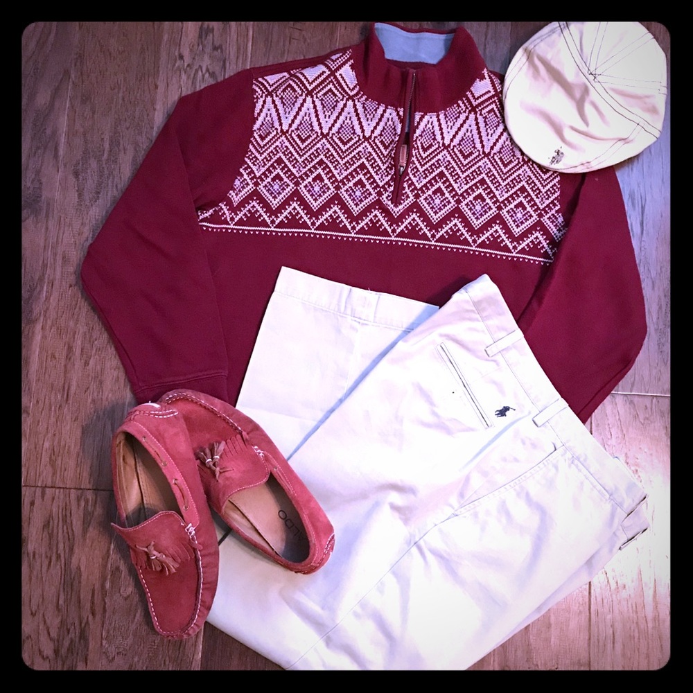 Lands’ End Burgundy Men’s Pullover Sweater - Picture 1 of 8